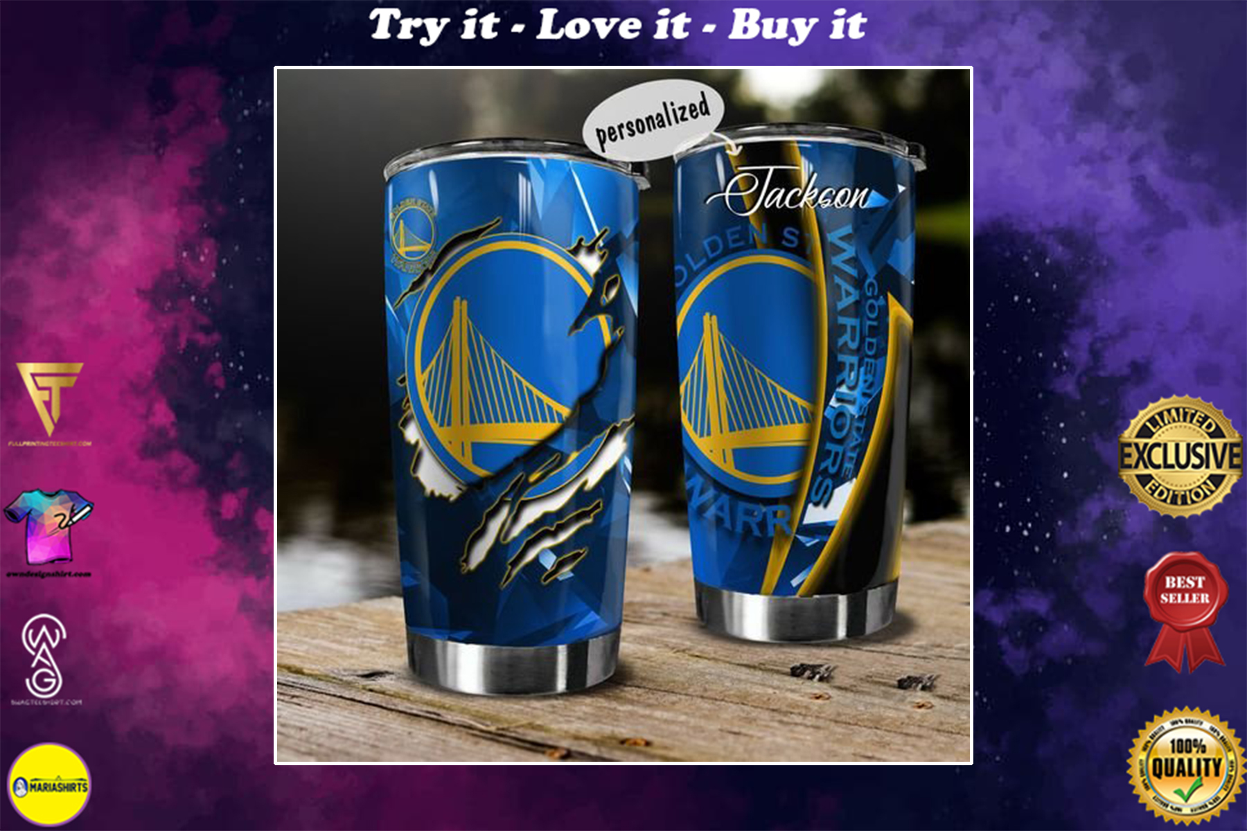 [special edition] custom name golden state warriors team tumbler – maria