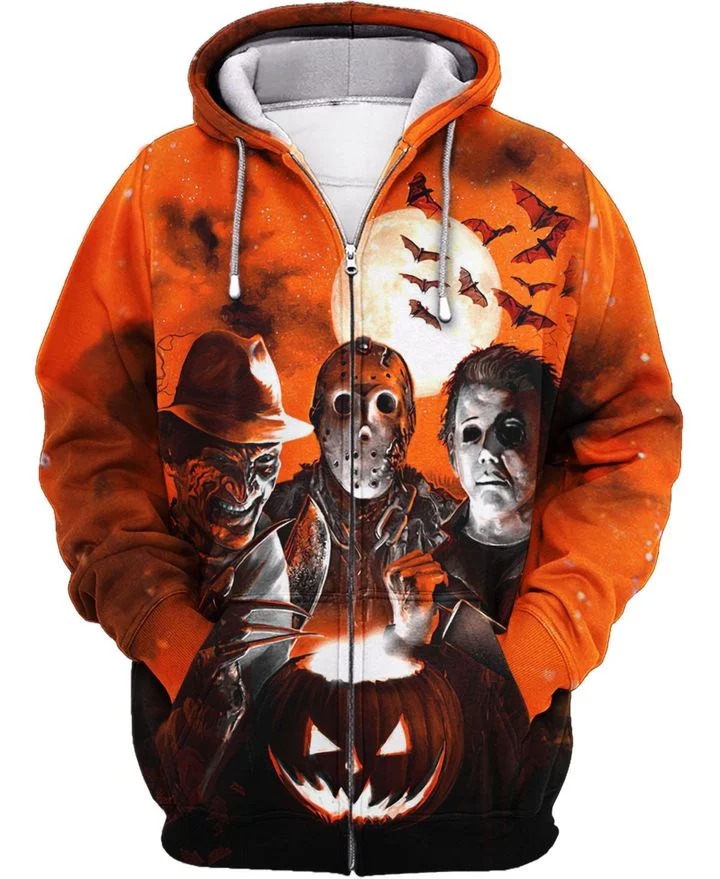 Michael Myers Freddy Krueger Jason Voorhees Horror Night 3d zip hoodie