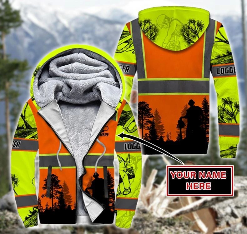 Logger safety personalized customize 3d fleece hoodie
