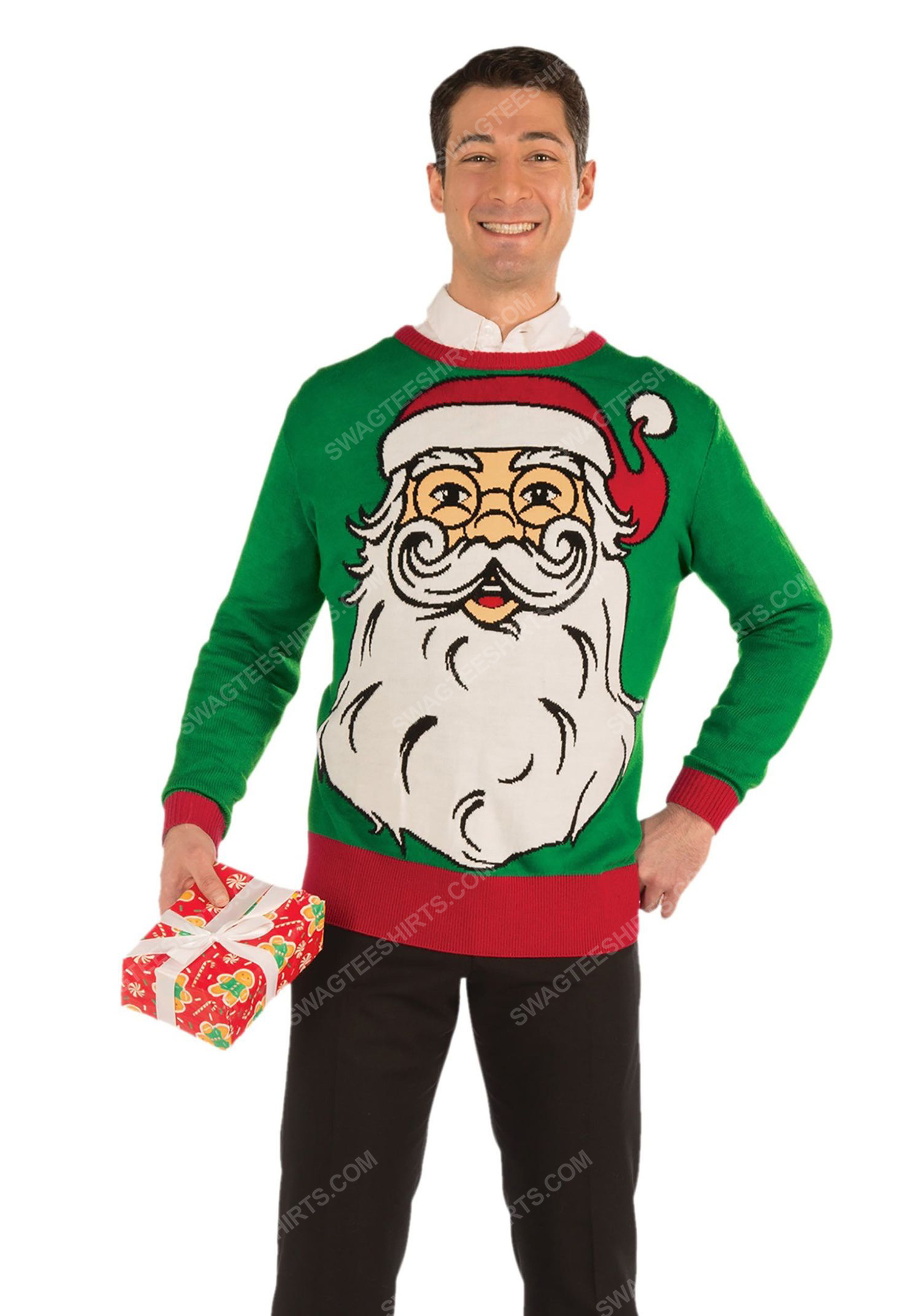 [special edition] Christmas holiday hipster santa full print ugly christmas sweater – maria