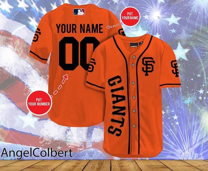 San Francisco Giants Personalized Name And Number Baseball Jersey Shirt - Orange