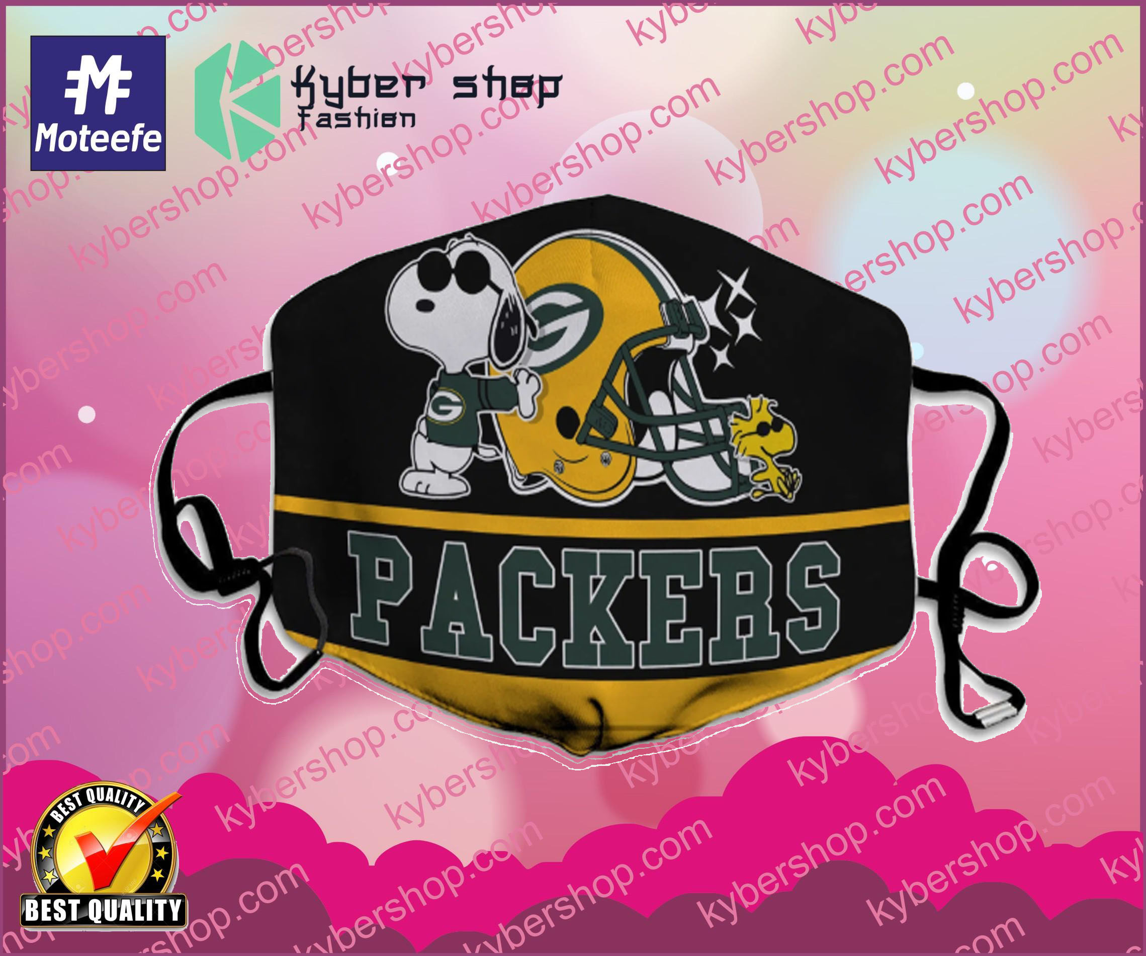 Snoopy Green Bay Packers Face Mask 4