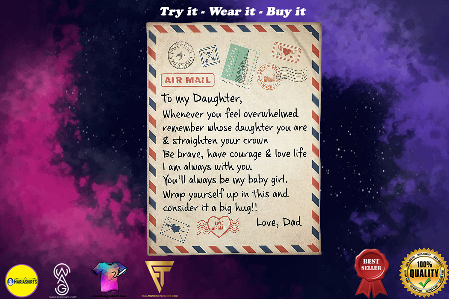 [special edition] letter to my daughter whenever you feel overwhelmed love dad blanket - maria