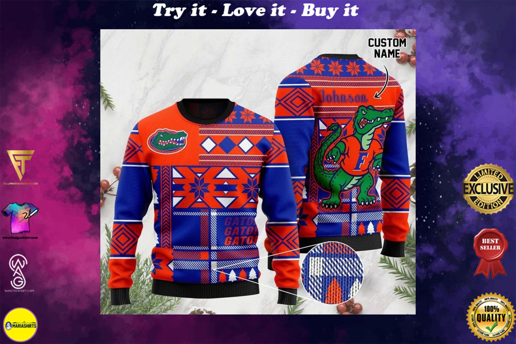 [special edition] custome name florida gators football christmas ugly sweater – maria