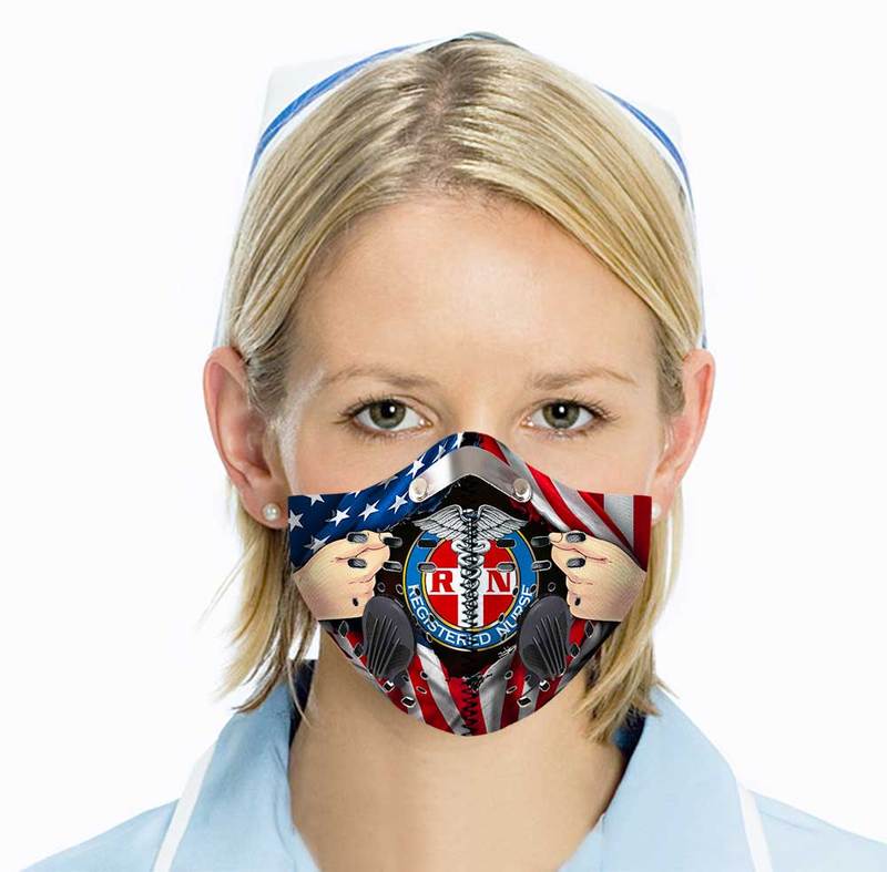 Registered nurse american flag filter activated carbon face mask