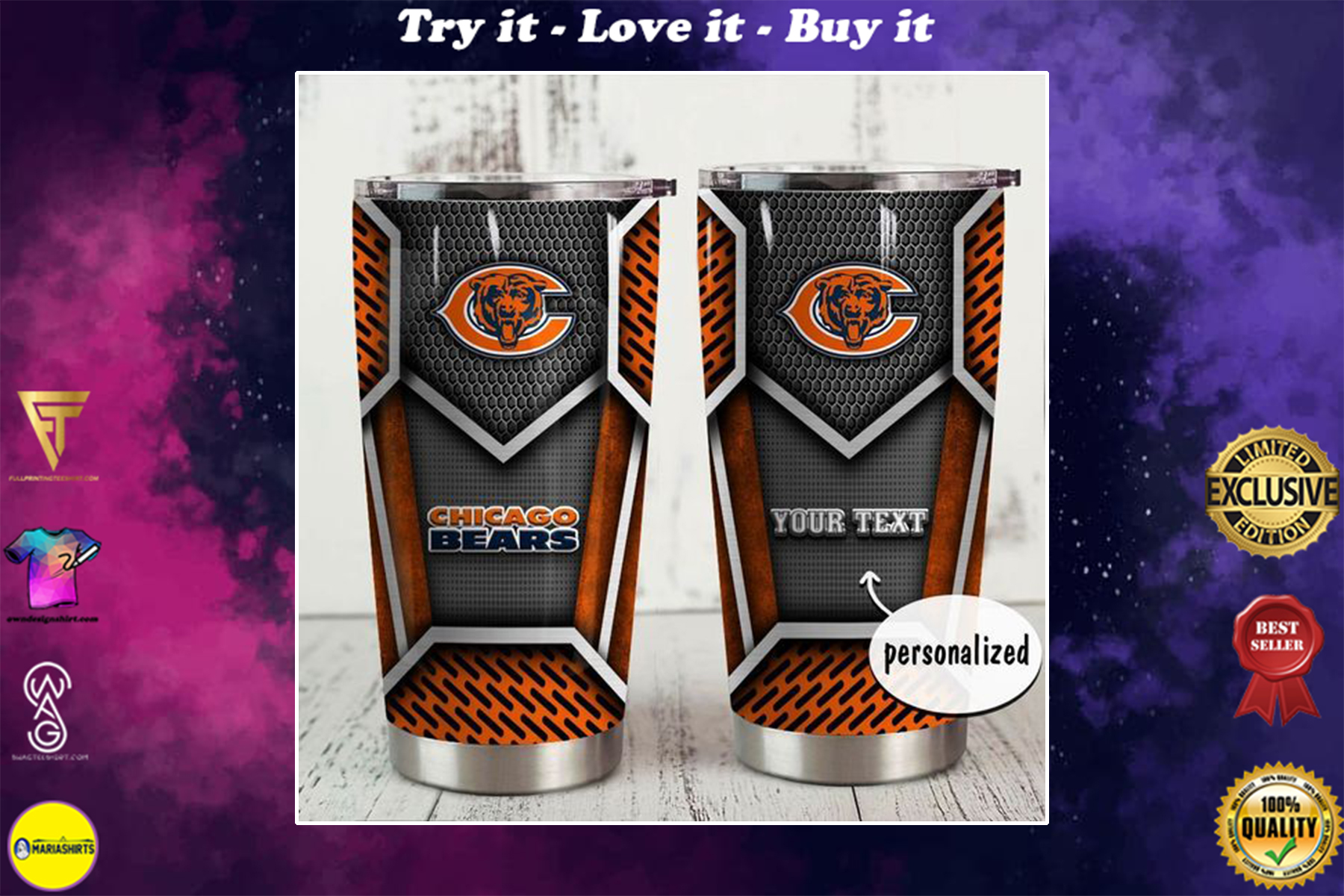 [special edition] custom name chicago bears nfl tumbler – maria