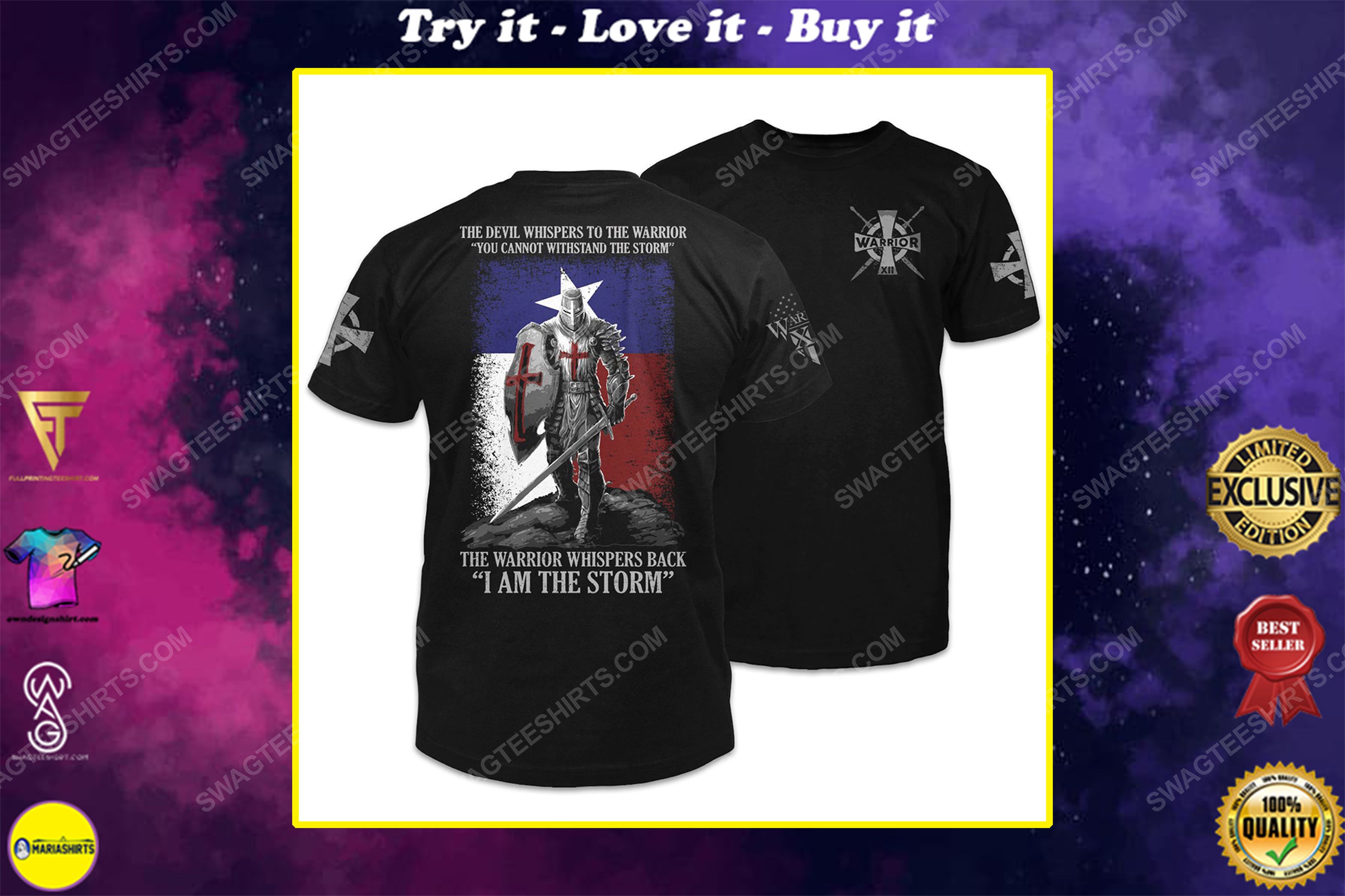 [special edition] Texas crusader the devil whispers to the warrior shirt – maria