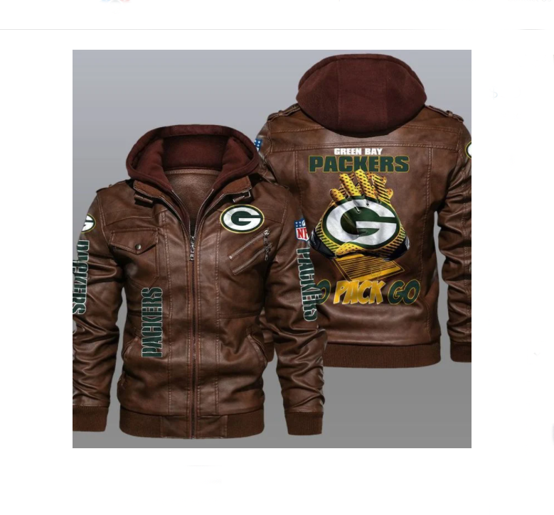 Green Bay Packers Go Back Go Leather Jacket4