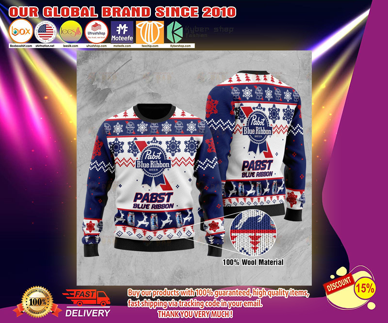 Pabst blue ribbon beer ugly Christmas sweater 2