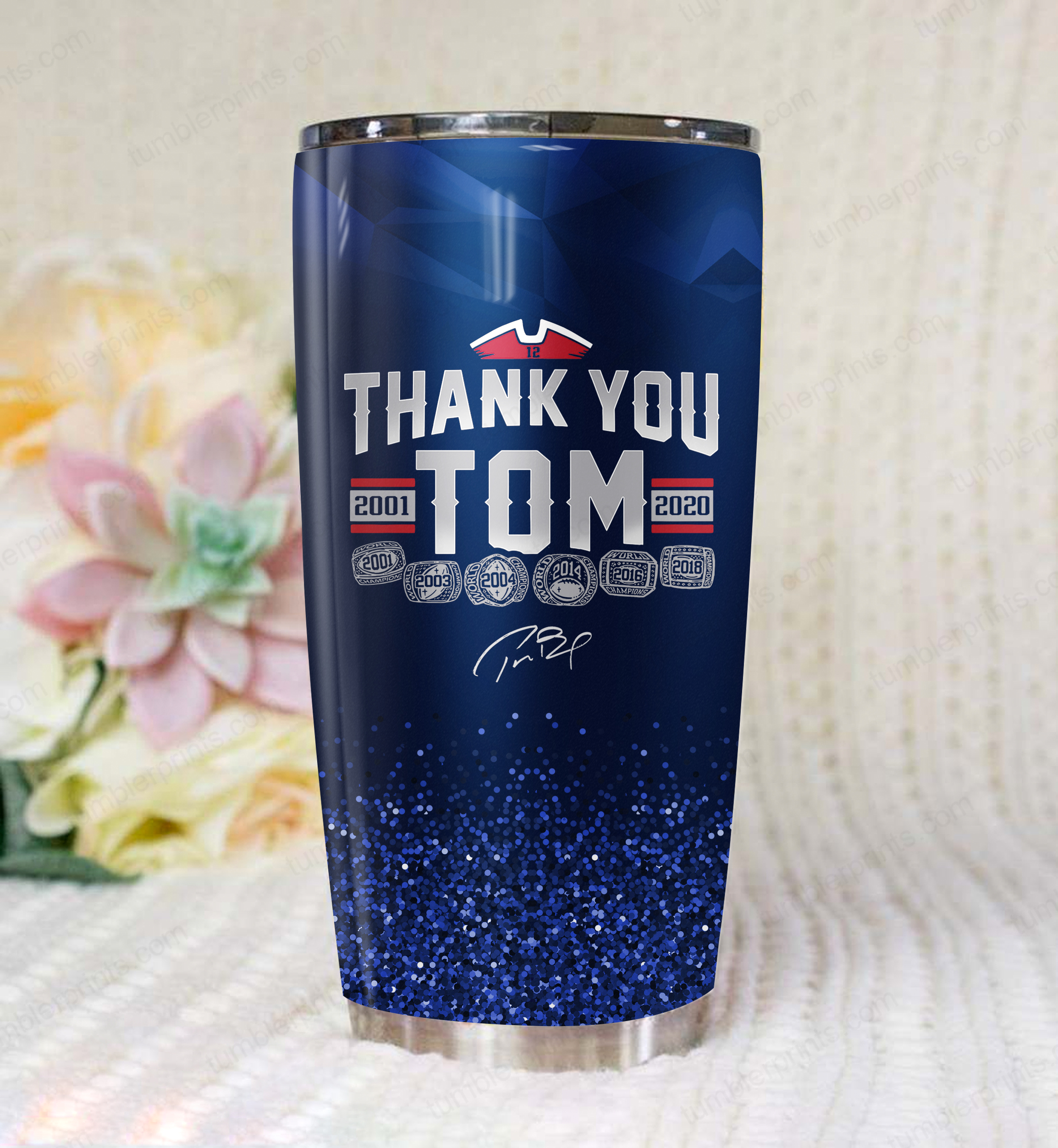 Thank you tom brady all over printed tumbler 1