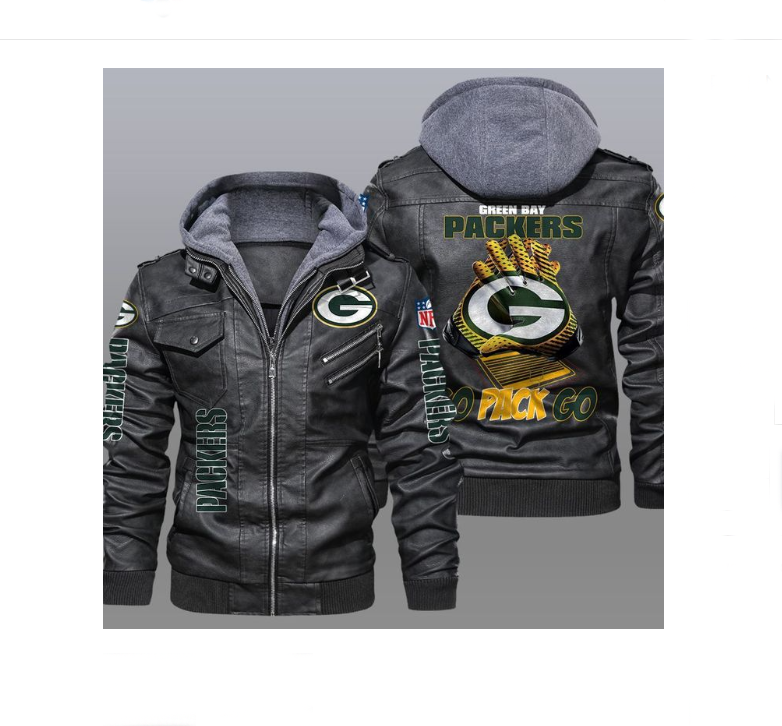 Green Bay Packers Go Back Go Leather Jacket3