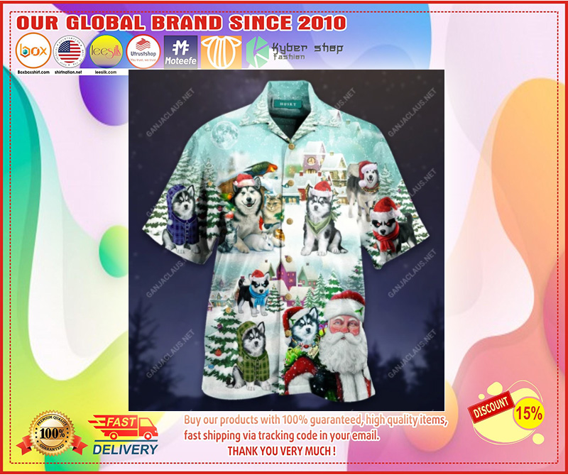 Merry Husky Christmas Unisex Hawaiian Shirt 1