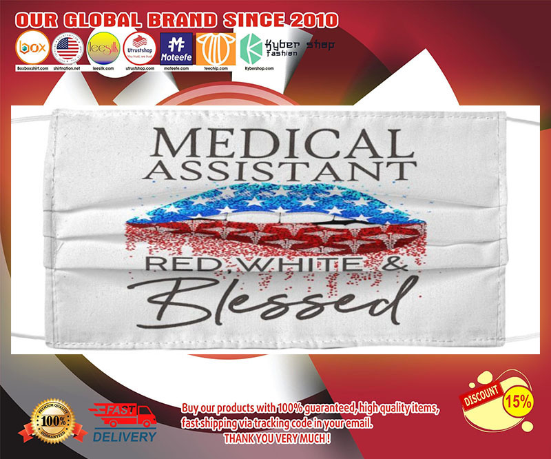 Medical assistant red white & blessed face mask