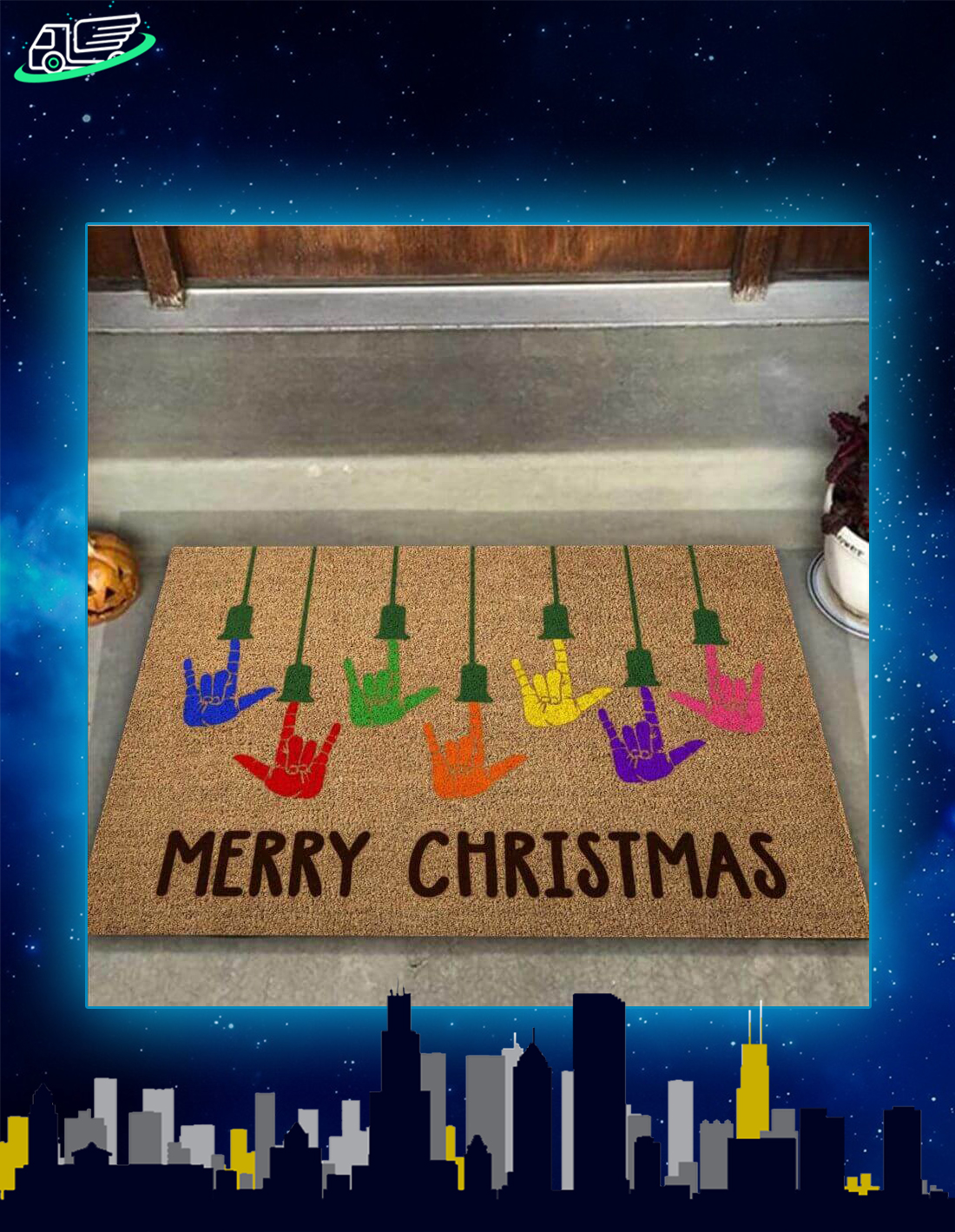 Merry christmas american sign language doormat