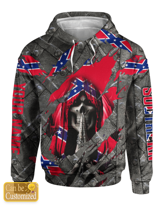 23 Skull southern confederate flag 3d over print hoodie 2