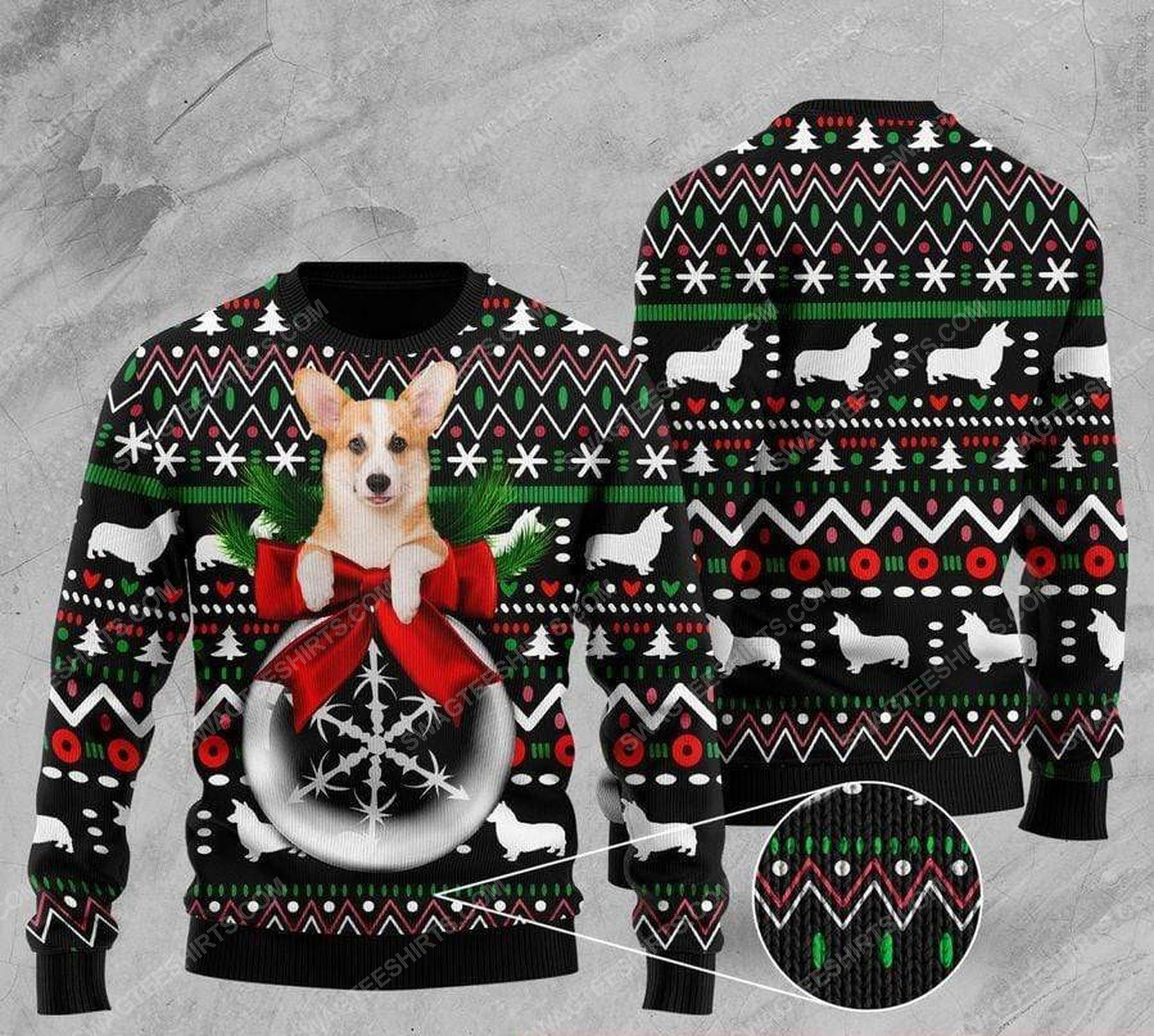 [special edition] Corgi and wreath all over print ugly christmas sweater – maria