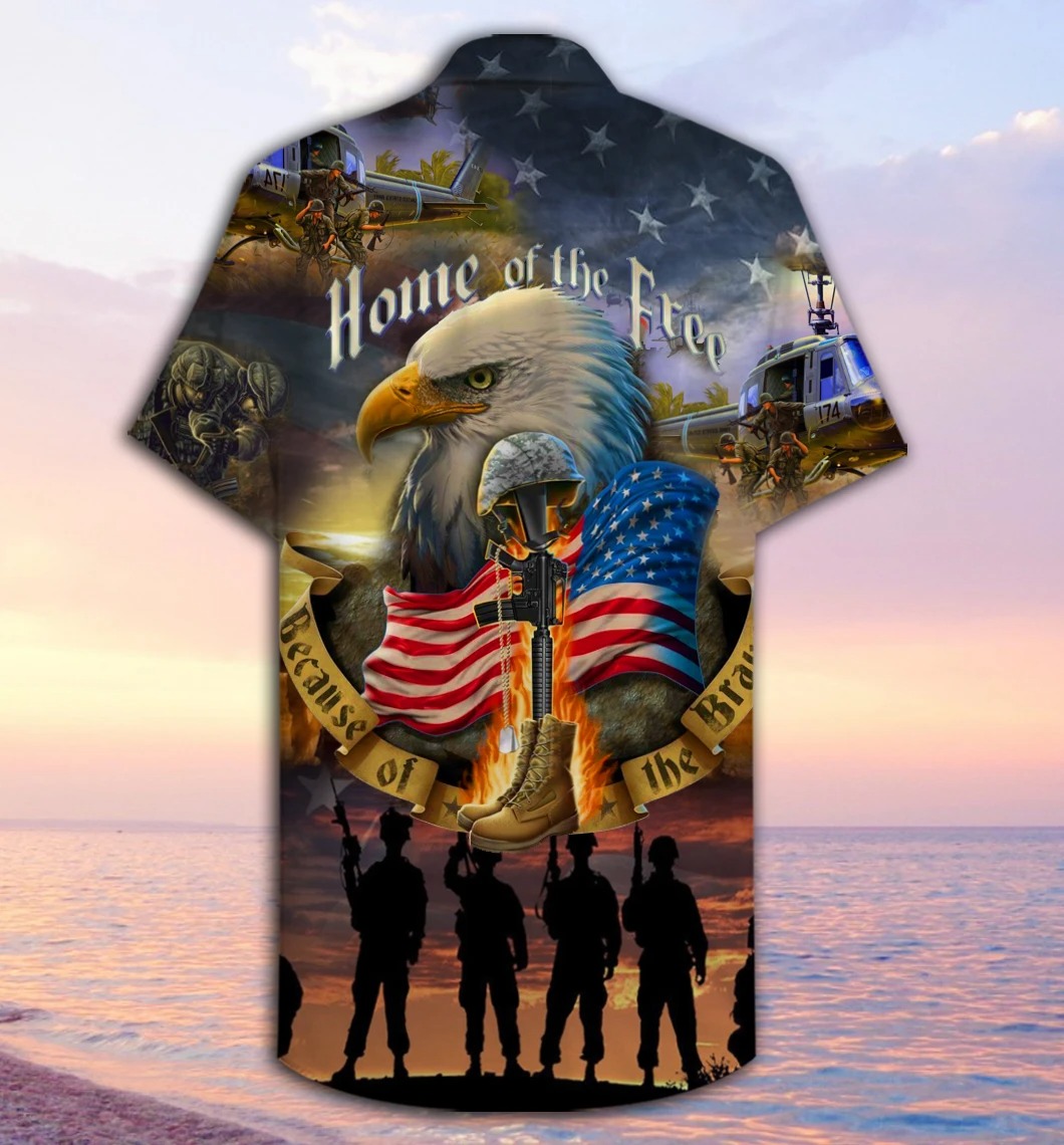 Veteran eagle home of the free unisex hawaiian shirt