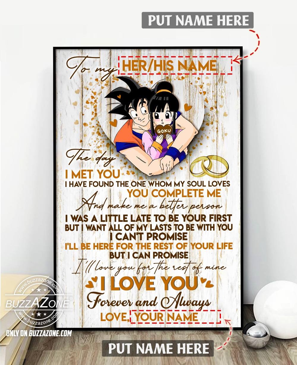 Dragon Ball Goku Chichi The Day I Met You Custom Name Personalize Poster
