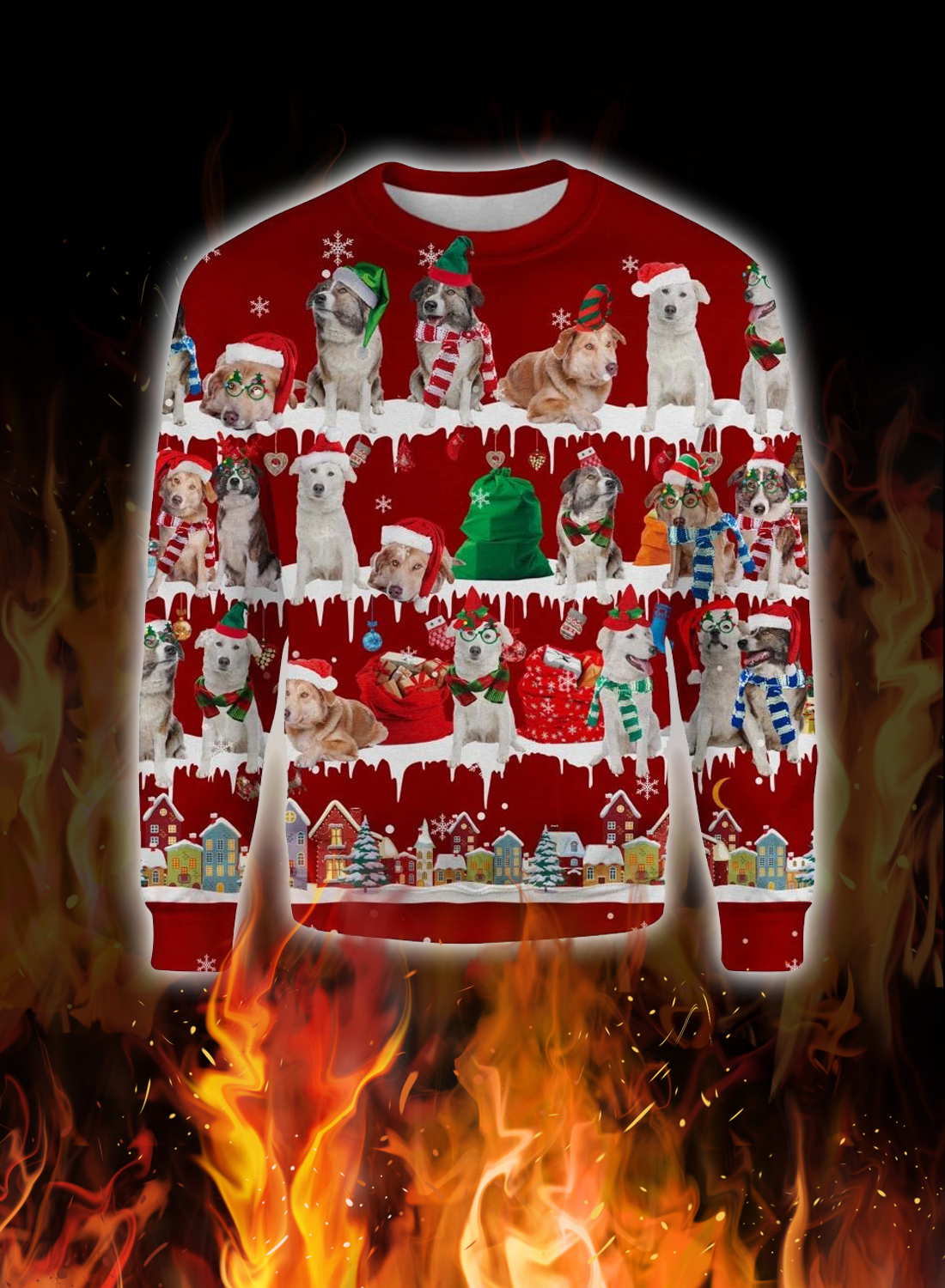 Aidi Dog snow christmas ugly sweater 1