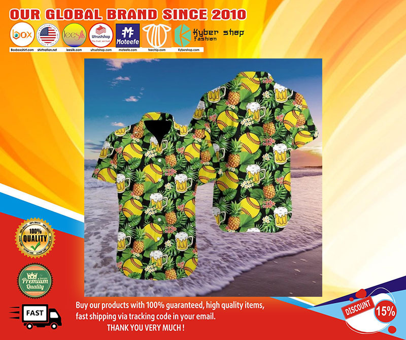 Softball and beer pineapple hawaiian shirt1