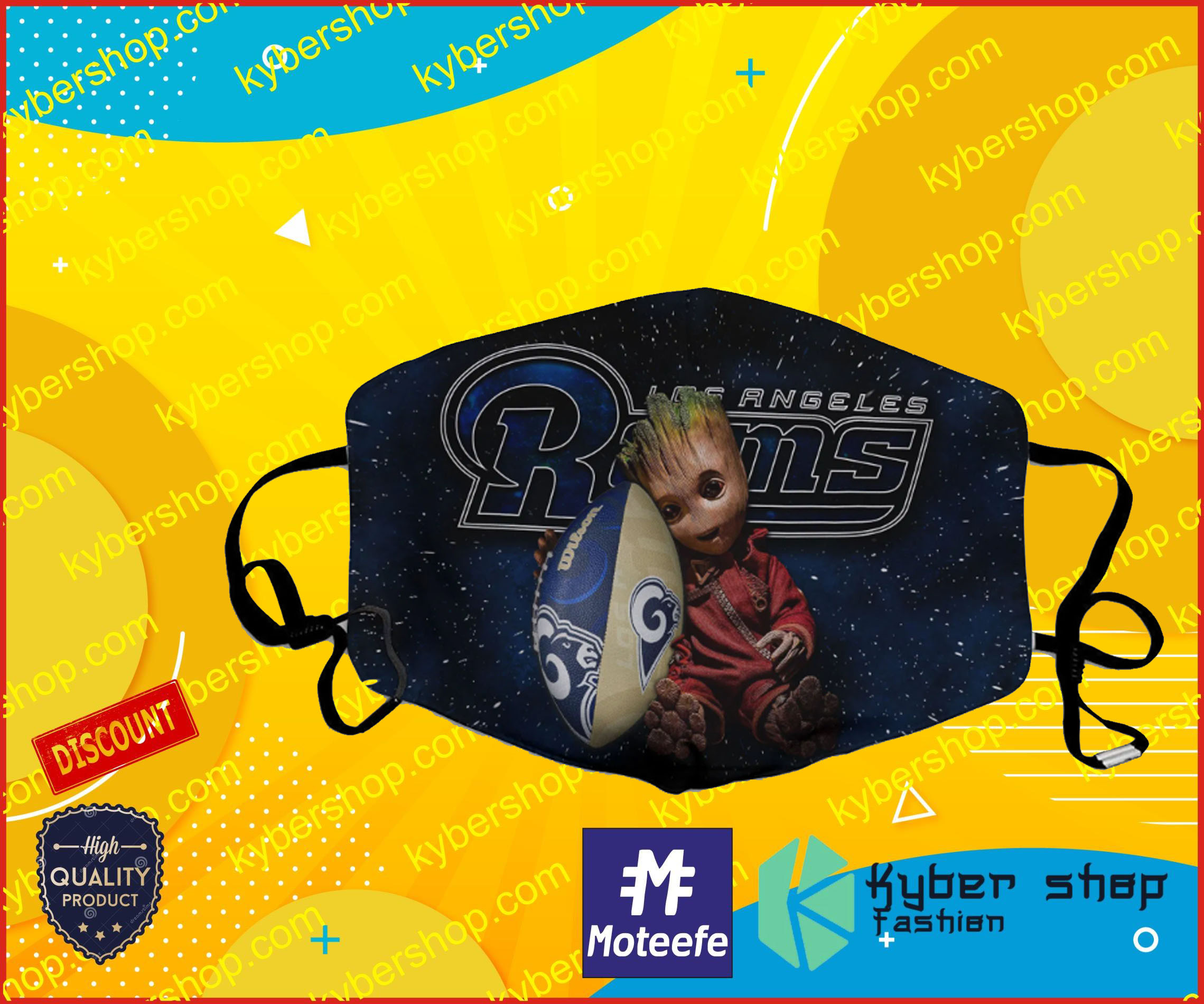 Baby Groot Los Angeles Rams Face Mask4