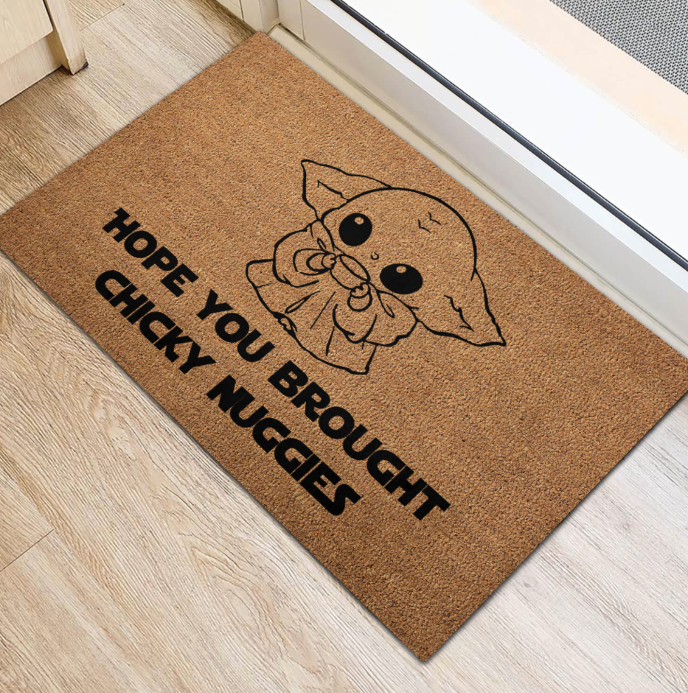Baby Yoda hope you brought chicky nuggies doormat