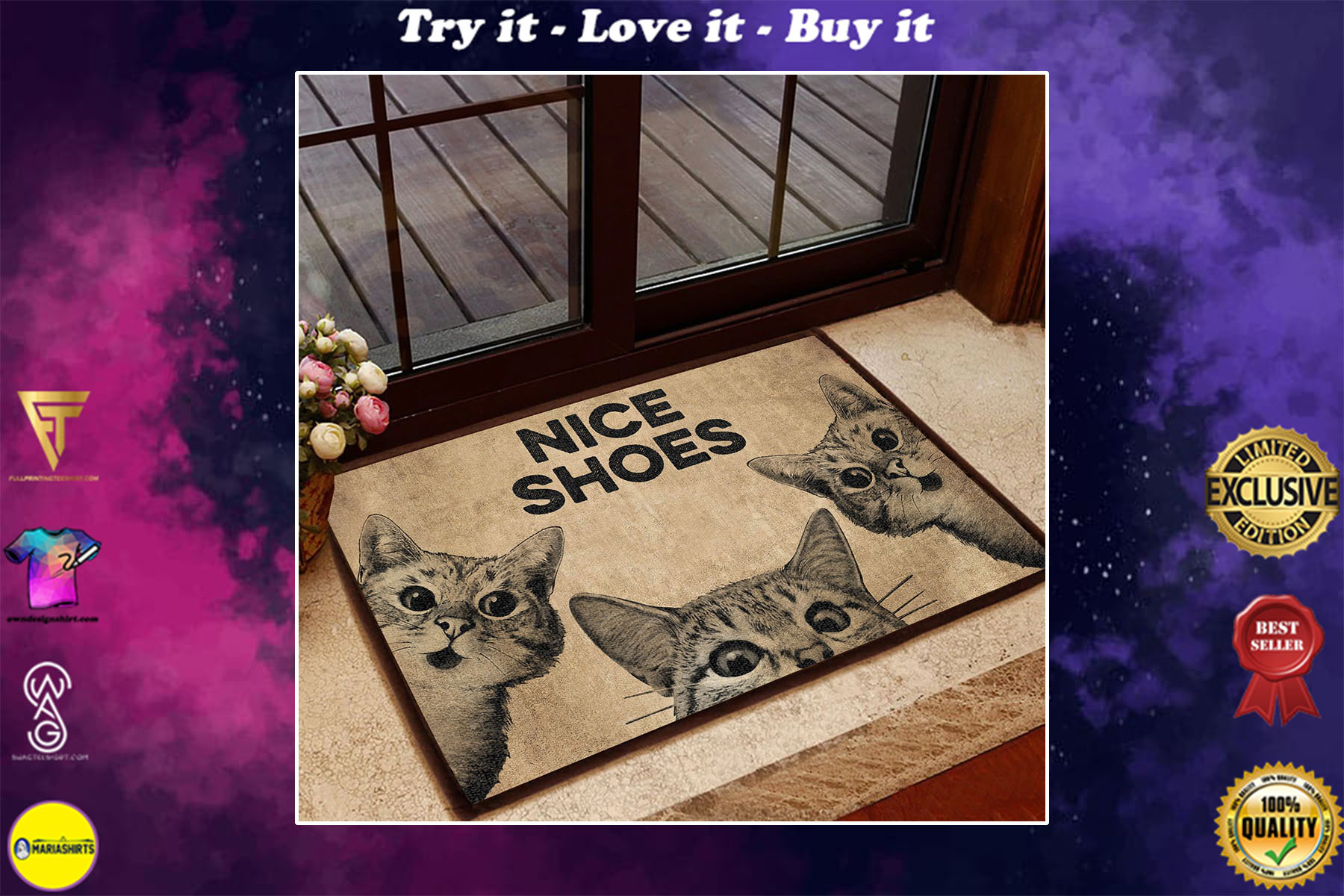 vintage cat nice shoes doormat