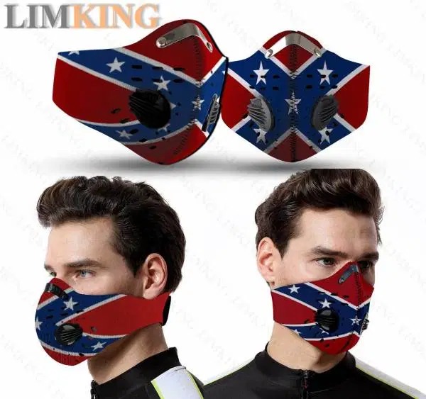 Confederate Flag Filter Activated Carbon Pm 2.5 Fm Face Mask