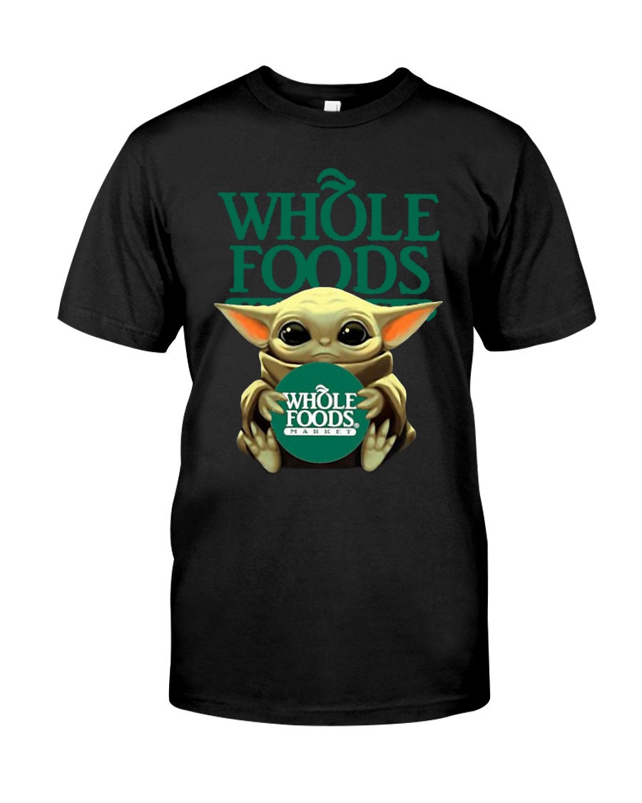 Baby Yoda hug whole foods market shirt