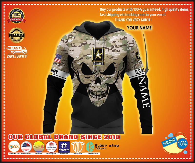 U.S. Army Skull Camo personalized 3D hoodie 1