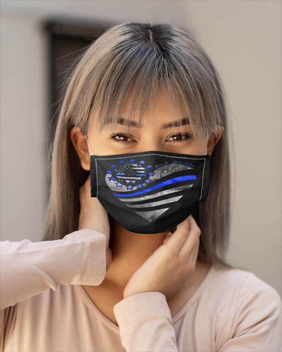 Back the blue heart 3d face mask
