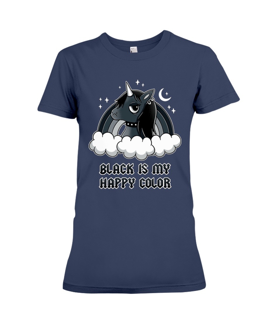 Black unicorn black is my happy color lady shirt