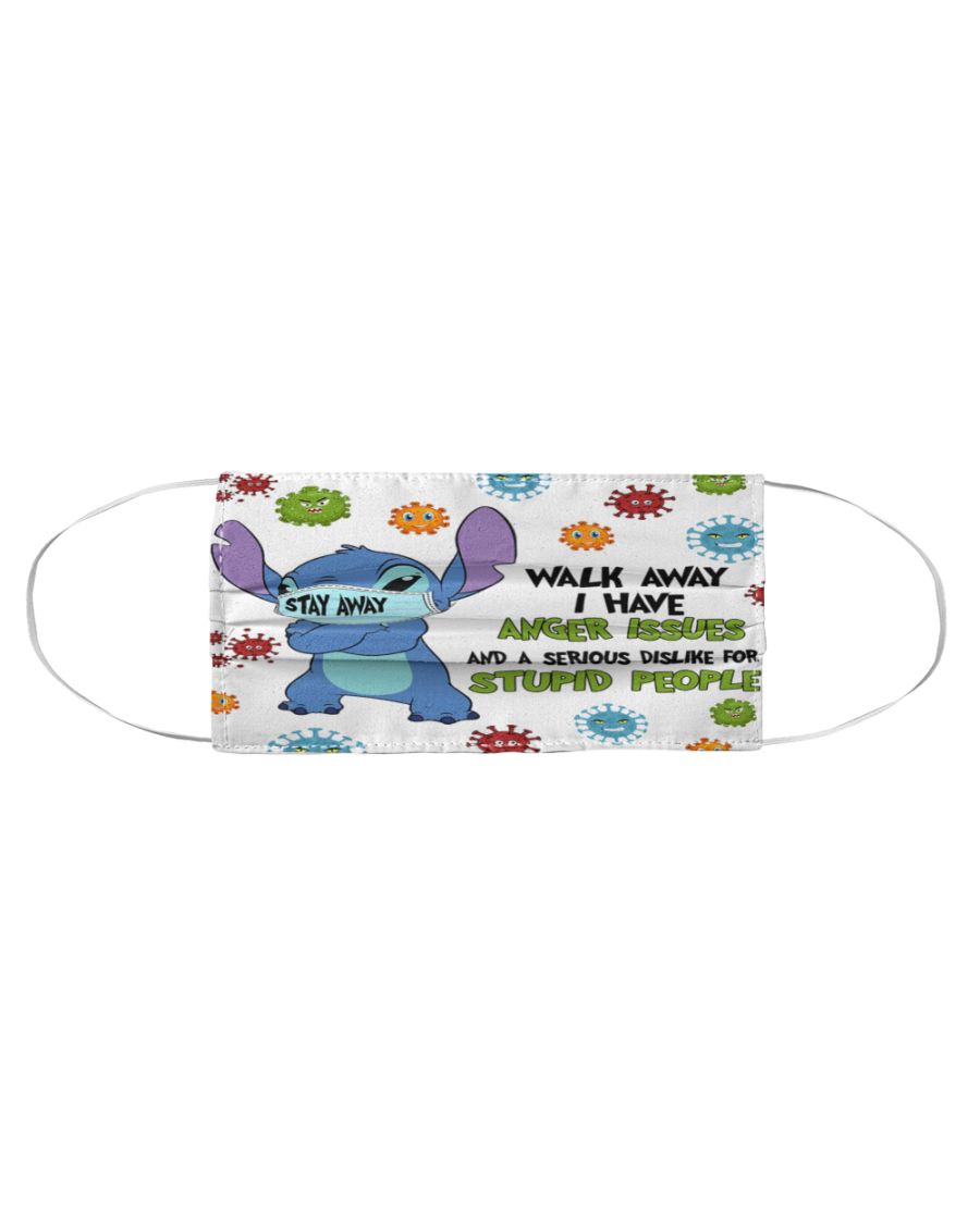 Walk away I have anger issues and a serious dislike for stupid people Stitch face mask – alchemytee