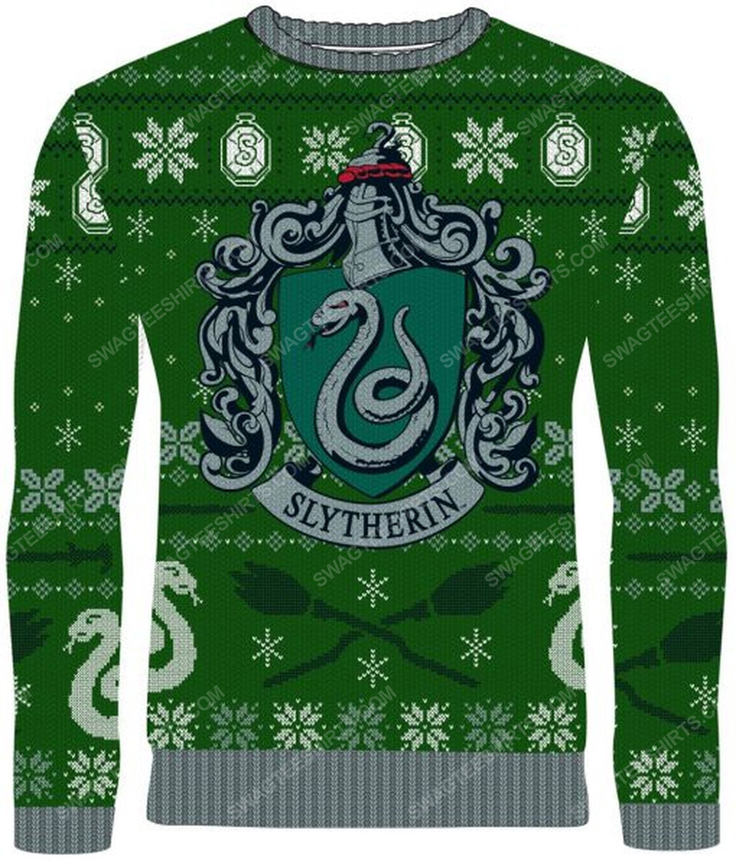 The slytherin harry potter full print ugly christmas sweater 1