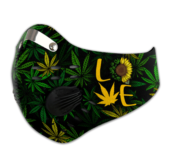 Sunflower cannabis weed leaf love carbon pm 2.5 face mask