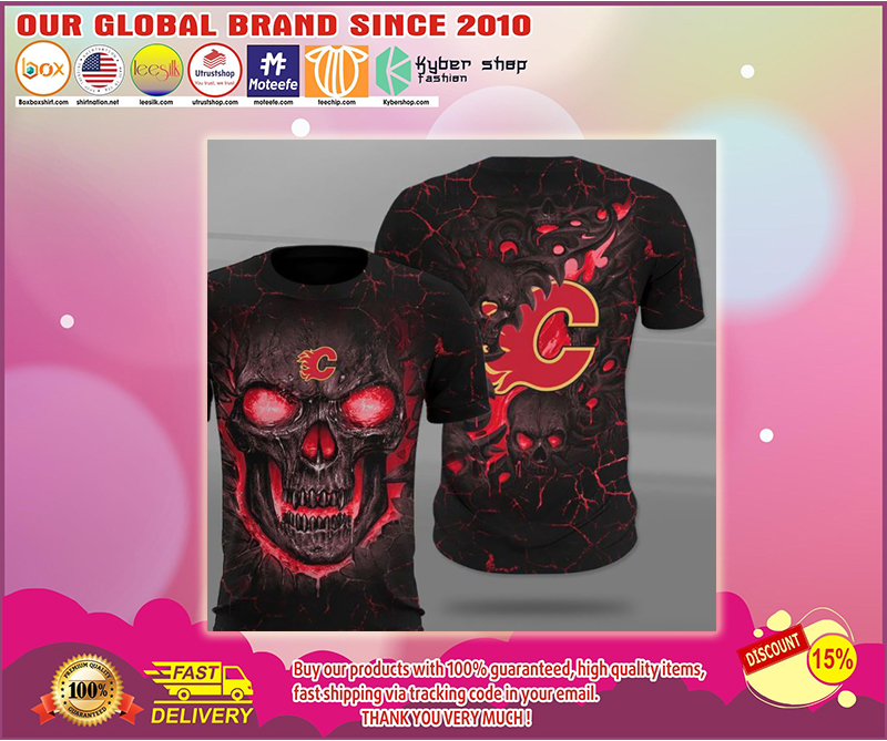Calgary flames lava skull full printing shirt 3