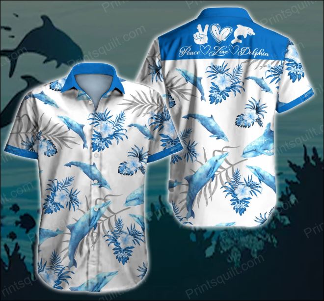 Peace love dolphin hawaiian shirt