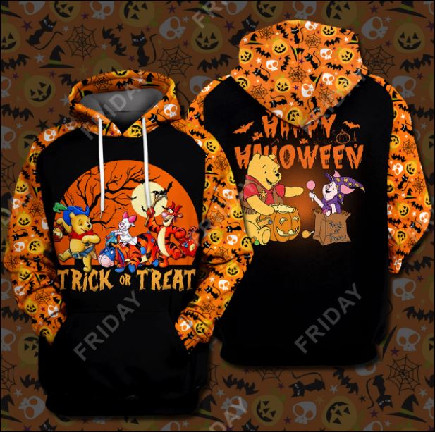 Pooh and Friends trick or treat happy Halloween 3D all over printed hoodie