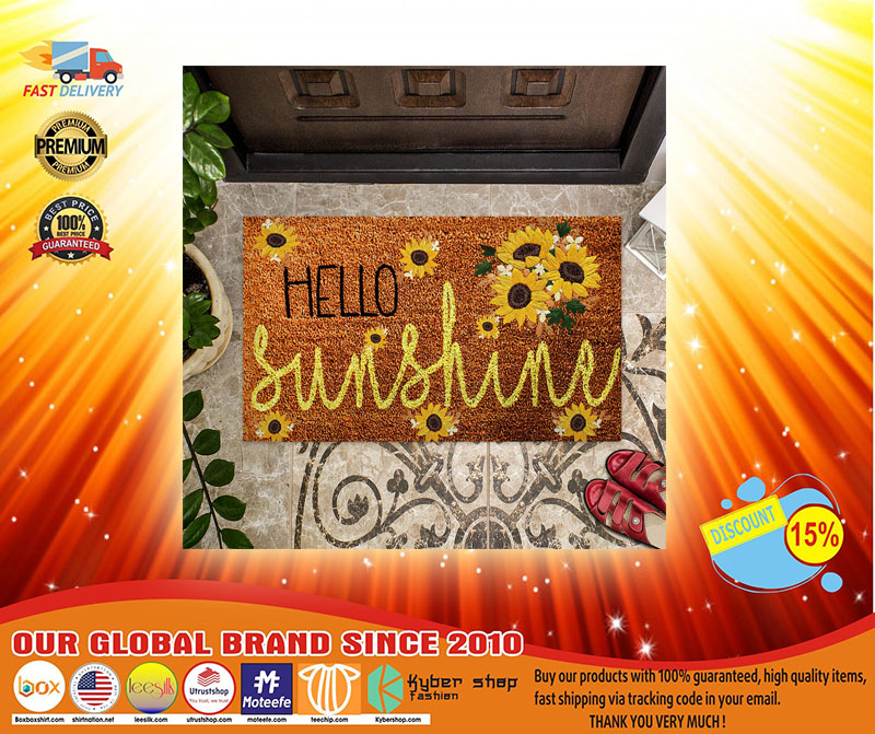 Hello sunshine sunflower doormat3