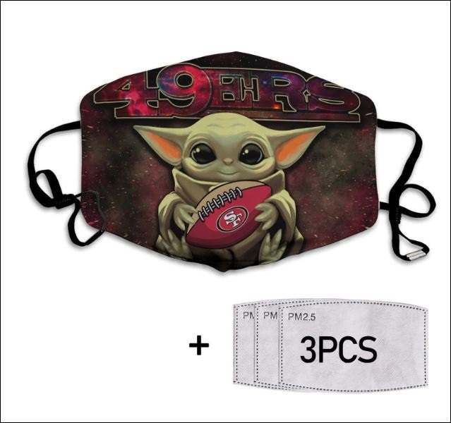 Baby Yoda hug San Francisco 49ers face mask