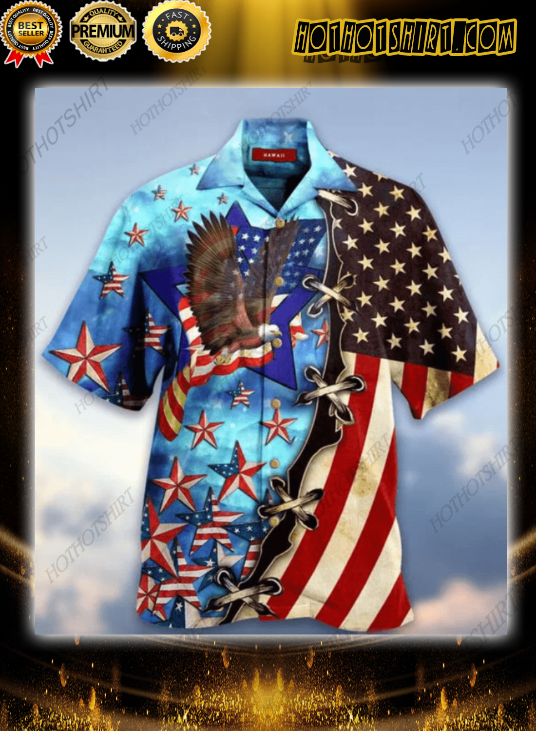 Eagle American Blue Skylight Hawaiian Unisex Shirt 2