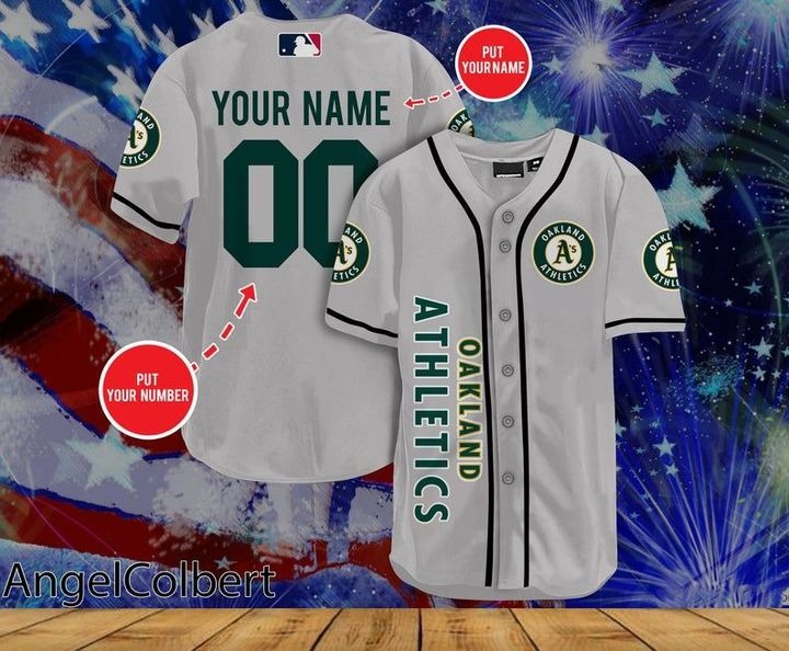 Oakland Athletics Personalized Name And Number Baseball Jersey Shirt - Grey
