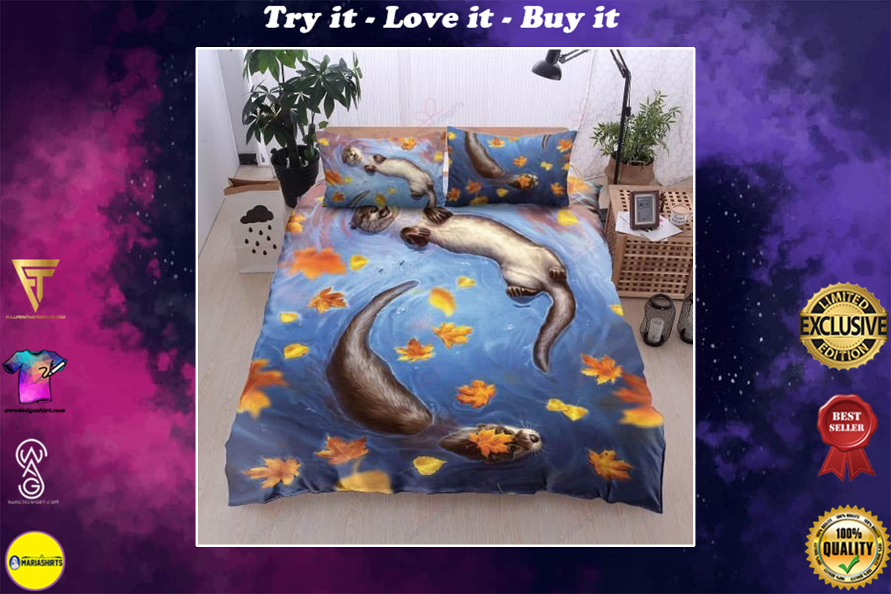 lovely otter bedding set
