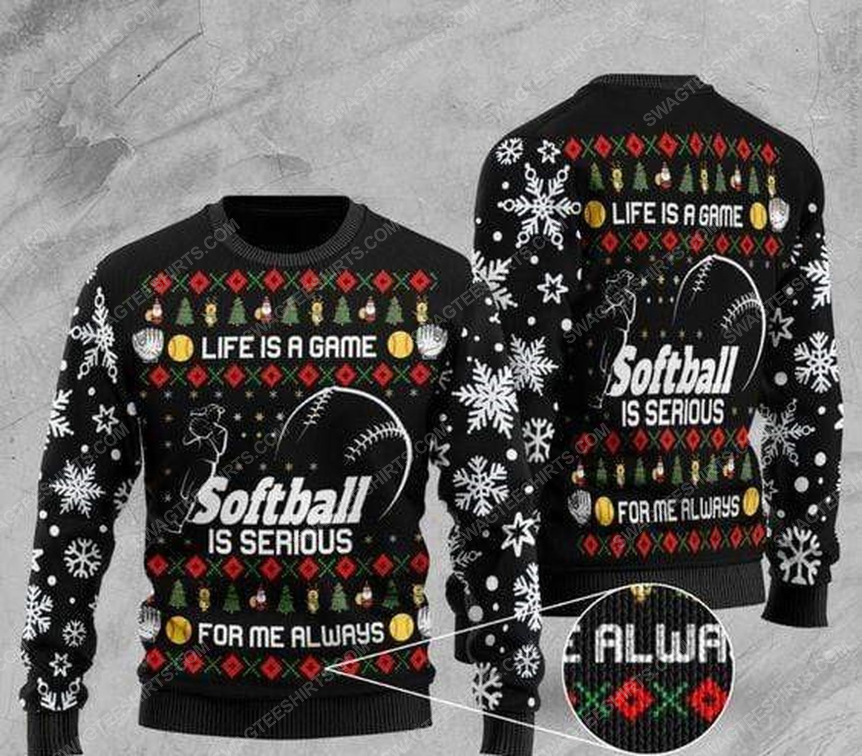 [special edition] Life is a game softball is serious ugly christmas sweater – maria