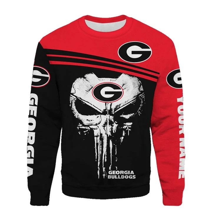 Georgia Bulldogs skull personalized custom name 3d sweatshirt
