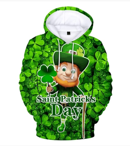 Leprechaun hold shamrock clover saint patricks day all over printed hoodie 1