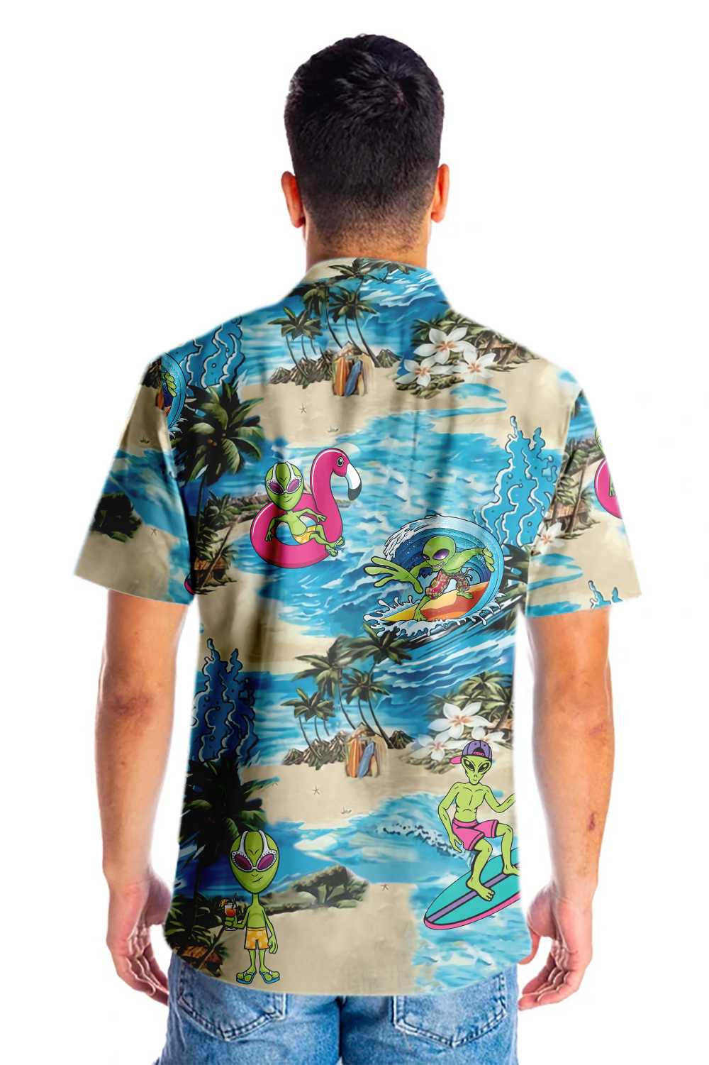 Alien on the beach hawaiian shirt 1
