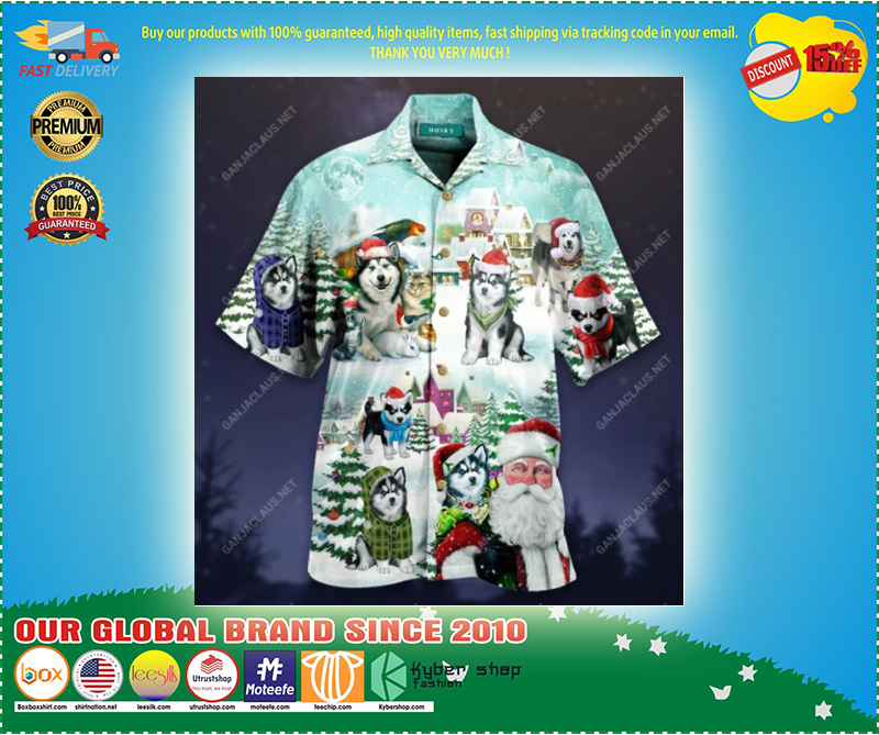 Merry Husky Christmas Unisex Hawaiian Shirt 2