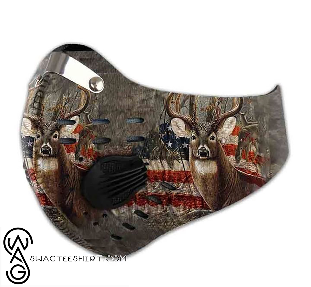 American flag deer hunting filter activated carbon face mask