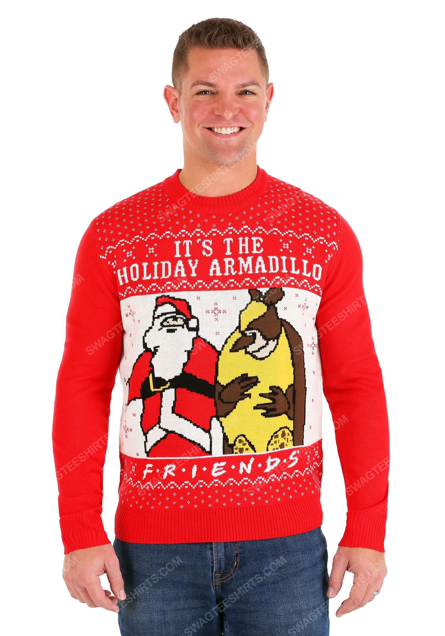 [special edition] TV show friends it’s the holiday armadillo full print ugly christmas sweater – maria